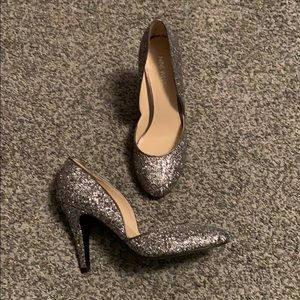 Silver glitter heels